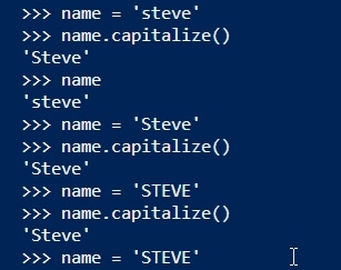 Python capitalize() results
