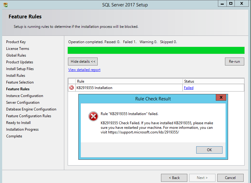 sql server 2017 developer edition does not install