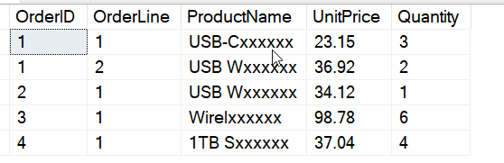 Result set with masking