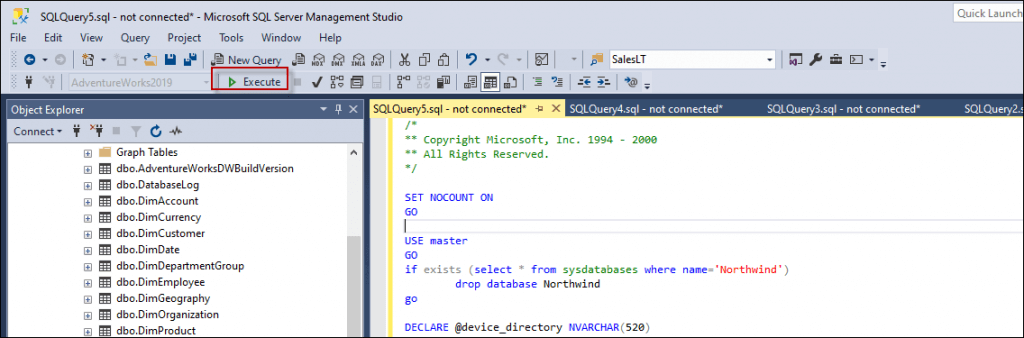 SQL Server Sample Databases SQLServerCentral   Sql Server Sample Databases Execute Script 1024x338 