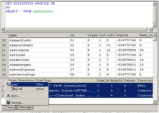 Copy data from Query Analyzer