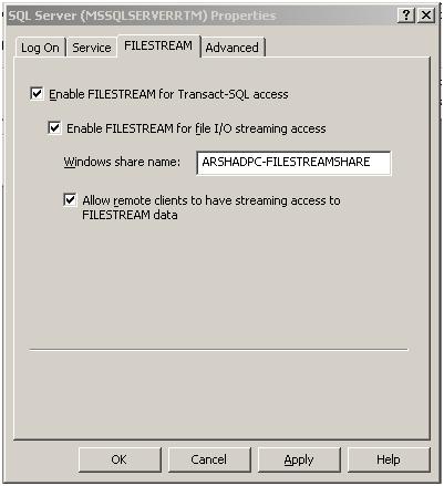 Filestream in Configuration Manager