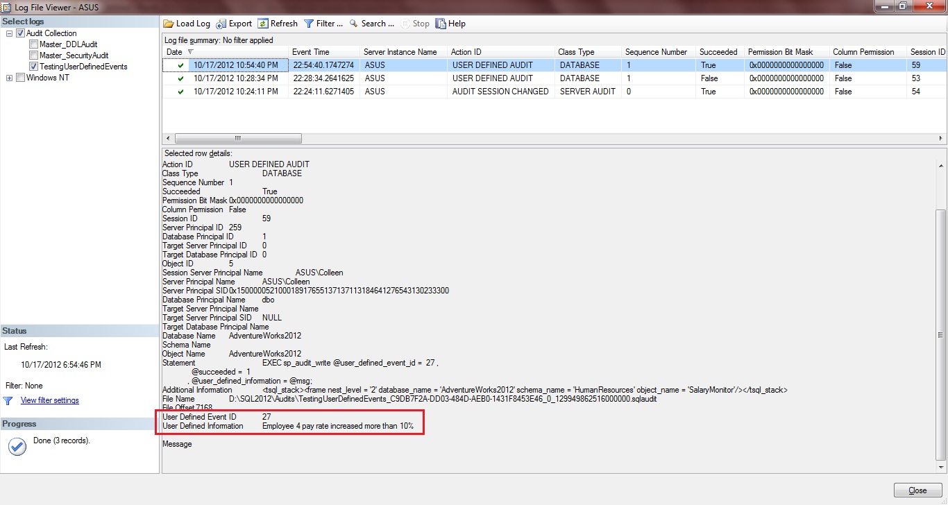 User Defined events 2