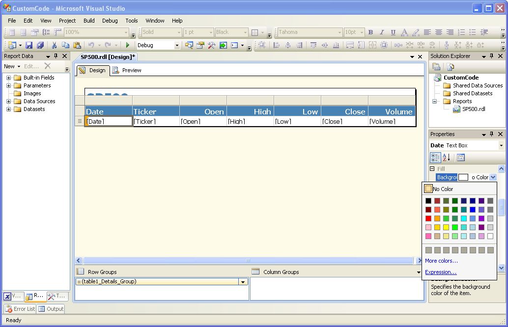 Dynamically Change Background Color In Ssrs Reports Using Custom Code Sqlservercentral