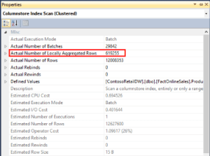 Columnstore Index Scan Properties - Local Aggregations