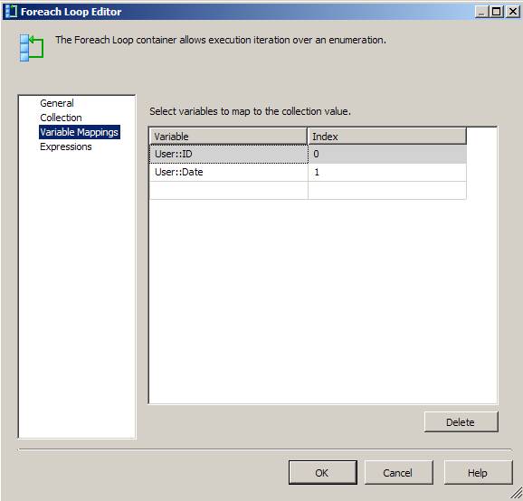 For Each Loop Editor - Variables