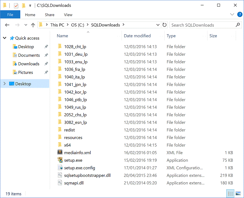 Extracted SQL Server files