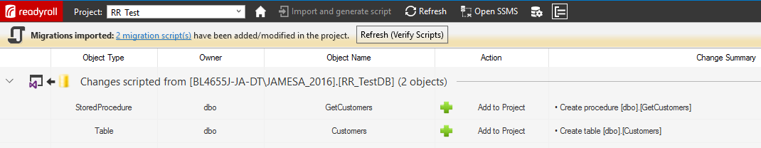 Redgate ReadyRoll Verify Scripts