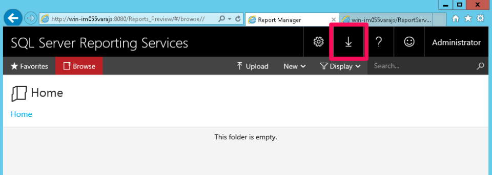 The new SSRS 2016 portal.