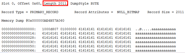 The record length is 2011 bytes The record length is 2011 bytes