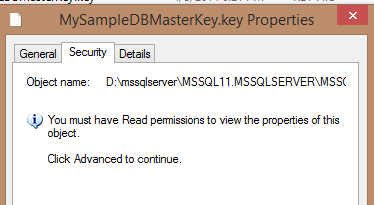 download sql backup master key to file