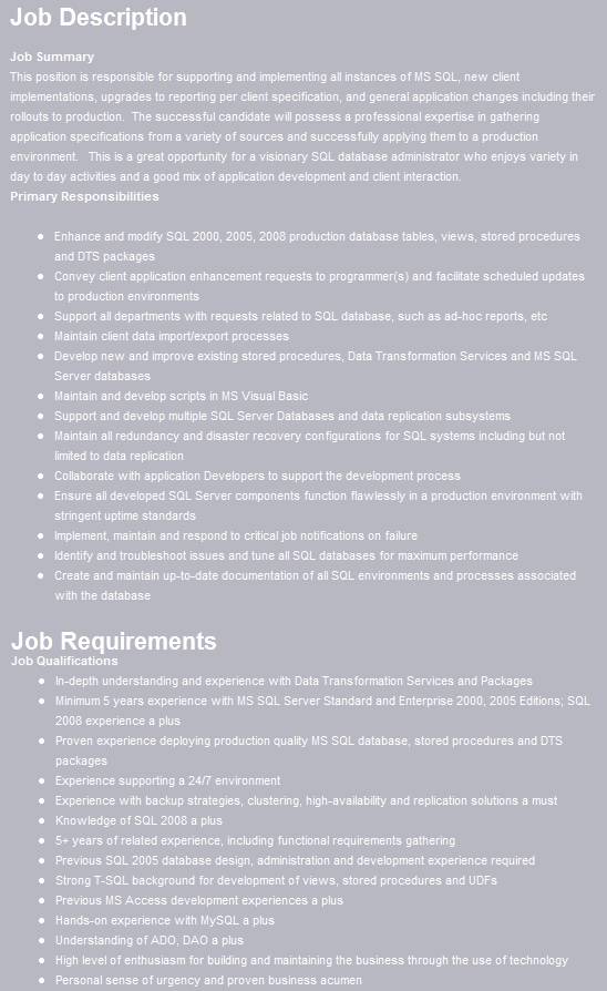 poor job description 2