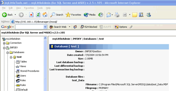 myLittleTools' myLittleAdmin Interface myLittleTools' myLittleAdmin Interface