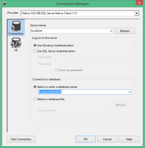 Setting up VS Connection to ContosoRetailDW