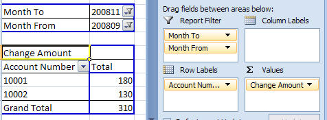 Figure 10. Selecting From and To months using Excel