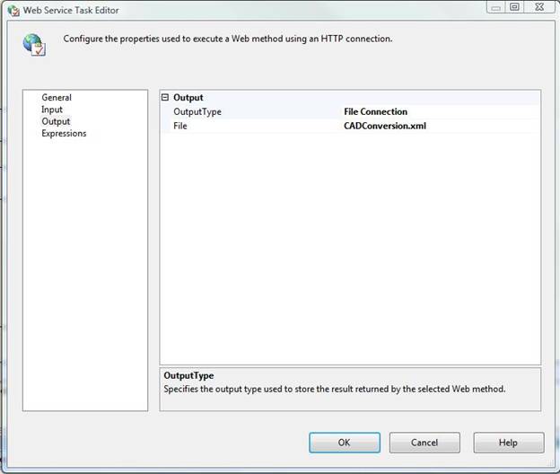 web service task, output properties