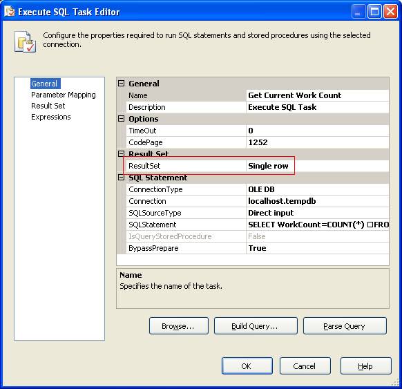 Execute SQL Task Editor