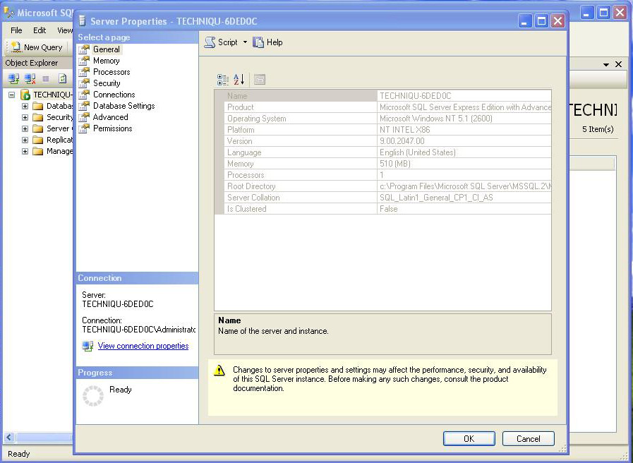 SQL Server Properties