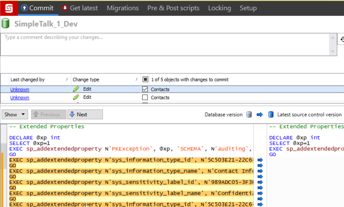 See the changes for the objects