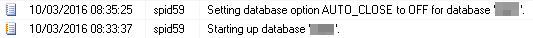 SQL Server logs after auto close switched off