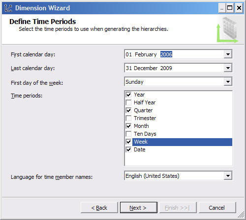 Figure 6. Specifying time periods