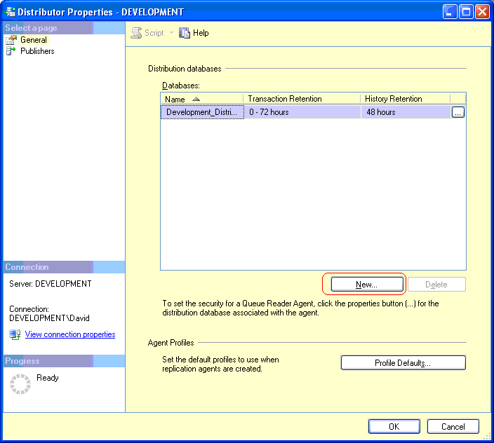 Add a new distribution database