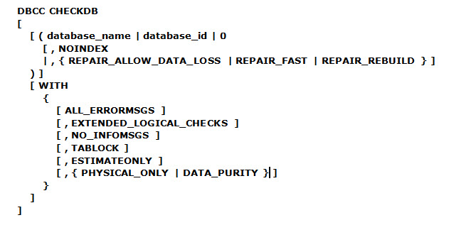 1с dbcc checkdb как запустить