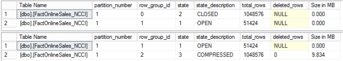 Compression Delay - CISL RowGroupsDetails results without Delay
