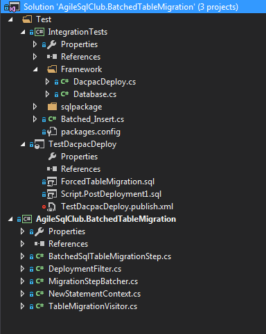 3 projects, 2 c# dlll, 1 ssdt