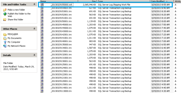 Logshipping work file