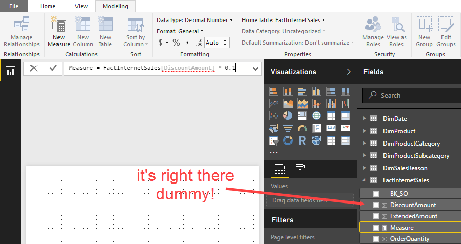 power bi measures live connection