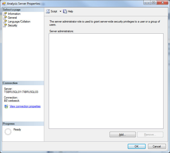 server admin is empty