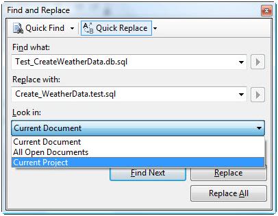 find and replace scope