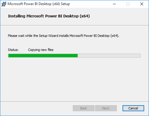 actual installation of power bi desktop