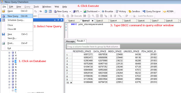 DBCC pdw_showspaceused