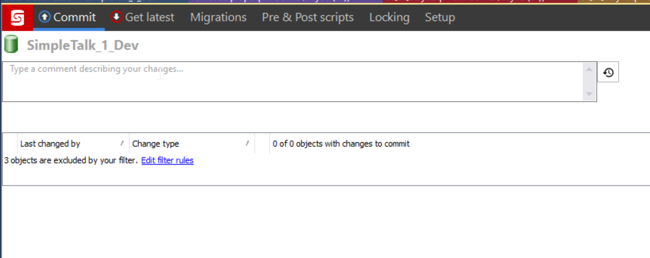 SQL Source Control with no changes