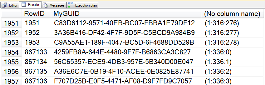 Non-Ordered Scan with physloc