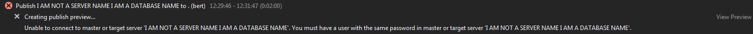 error in sssdt: Unable to connect to master or target server. the server displayed isn't the server but the database