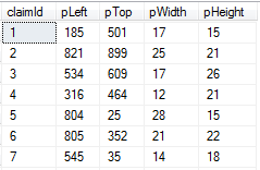 Extracted data from input file
