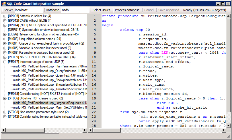 SQLCodeGuardIntegrationSample SQLCodeGuardIntegrationSample
