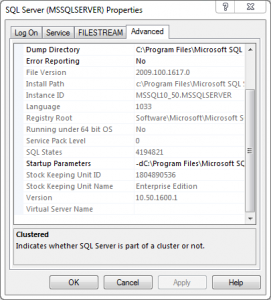 Configuration Manager SQL Startup Parameters