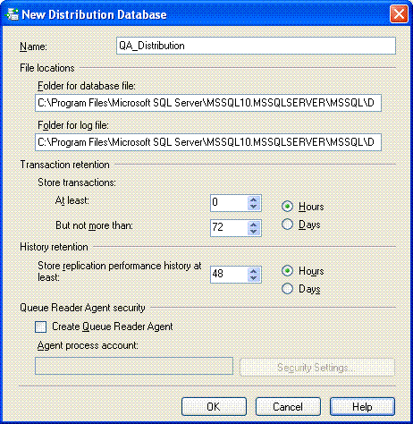 New distribution database properties
