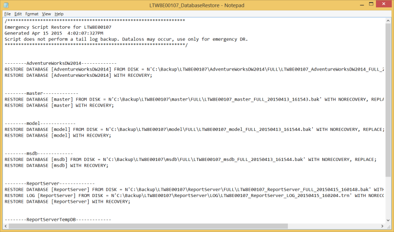 RestoreCommandJobResultScript