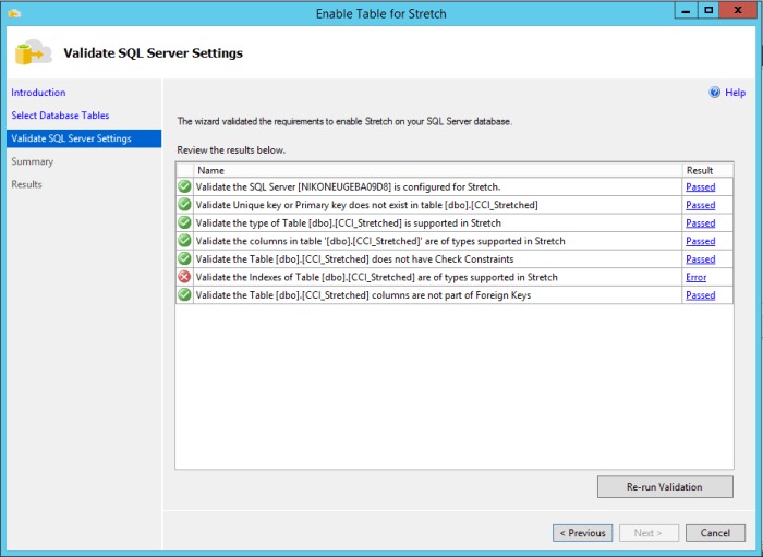 Enable Stretching CCI - Validation