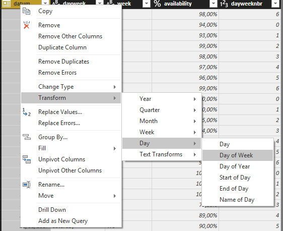 add weekday nbr in power query