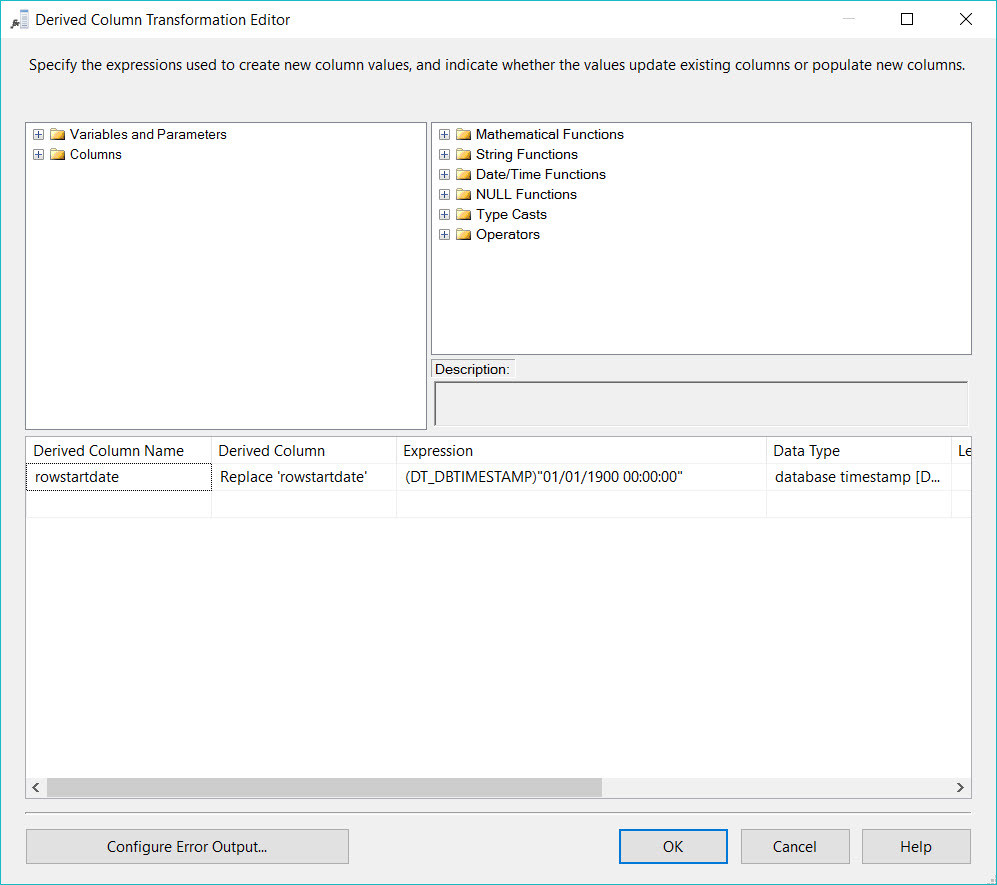 Derived Column for Start Date