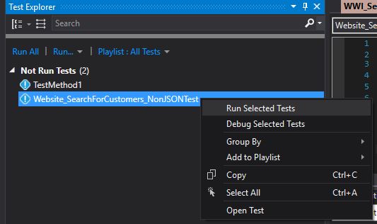 Right click in Visual Studio 2013 not showing create unit test