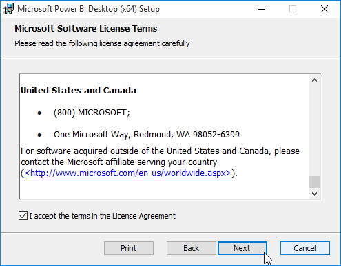 POwer Bi Desktop License Agreement