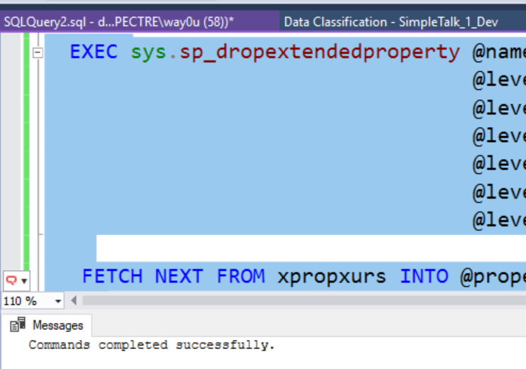 Results from running the process