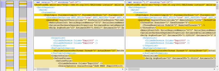 WinMerge Comparisson between 2 execution plans